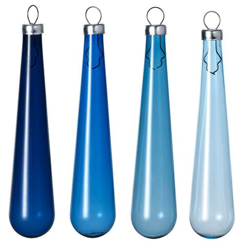 VINTERFINT tree ornament, drop-shaped glass/blue, 3 cm