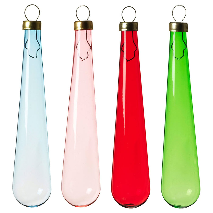 VINTERFINT tree ornament, drop-shaped glass/mixed colours, 3 cm, 4 pack