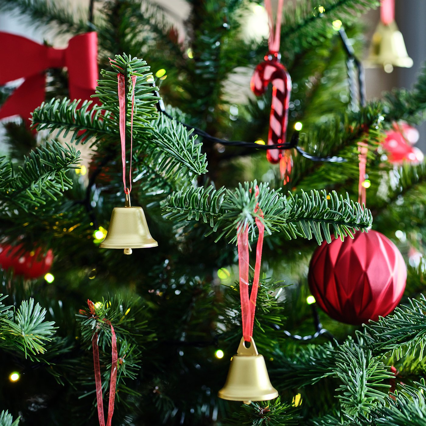 VINTERFINT tree ornament, bell-shaped gold-colour, 4 cm