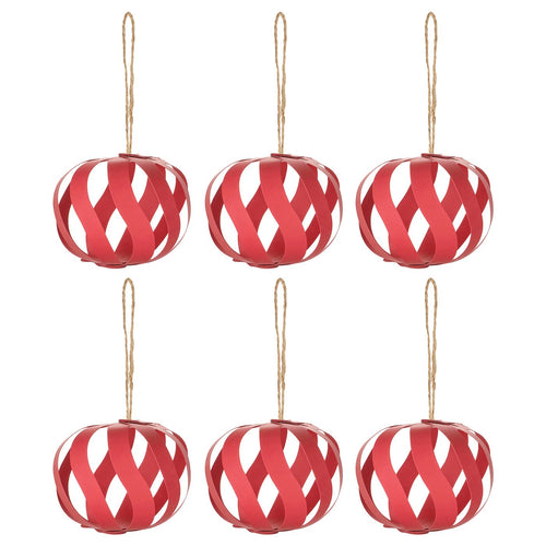 VINTERFINT tree ornament, bauble paper/red, 8 cm
