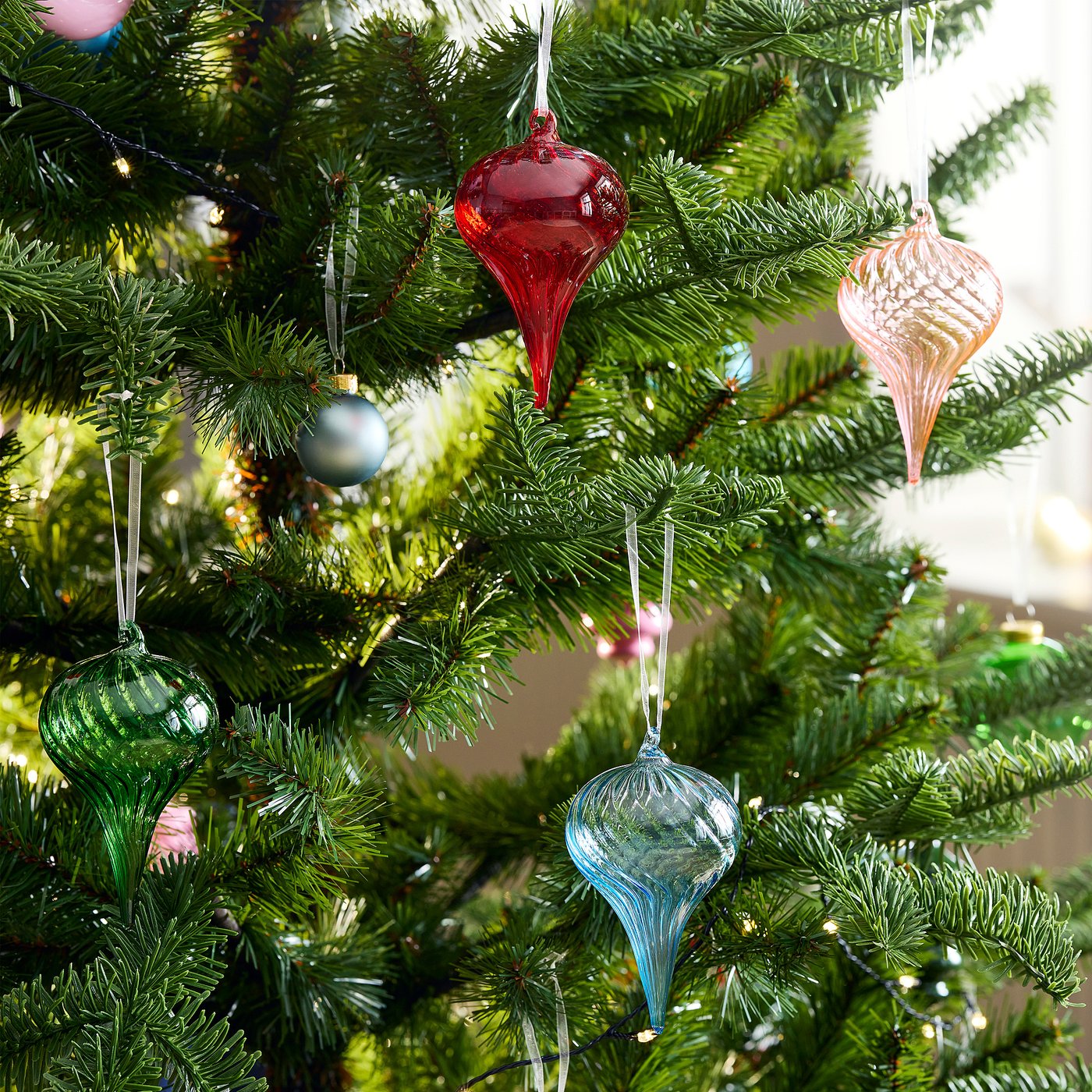 VINTERFINT tree ornament, bauble glass/mixed colours, 6 cm