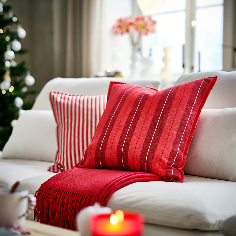 VINTERFINT cushion cover, striped red, 50x50 cm