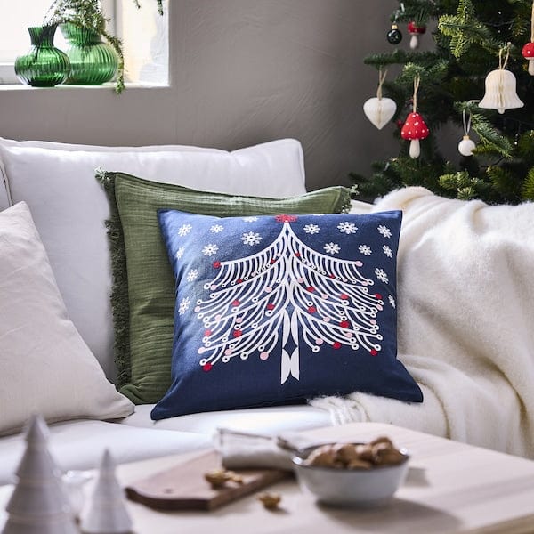 Ikea VINTERFINT - Cushion cover, Christmas tree dark blue, 50x50 cm