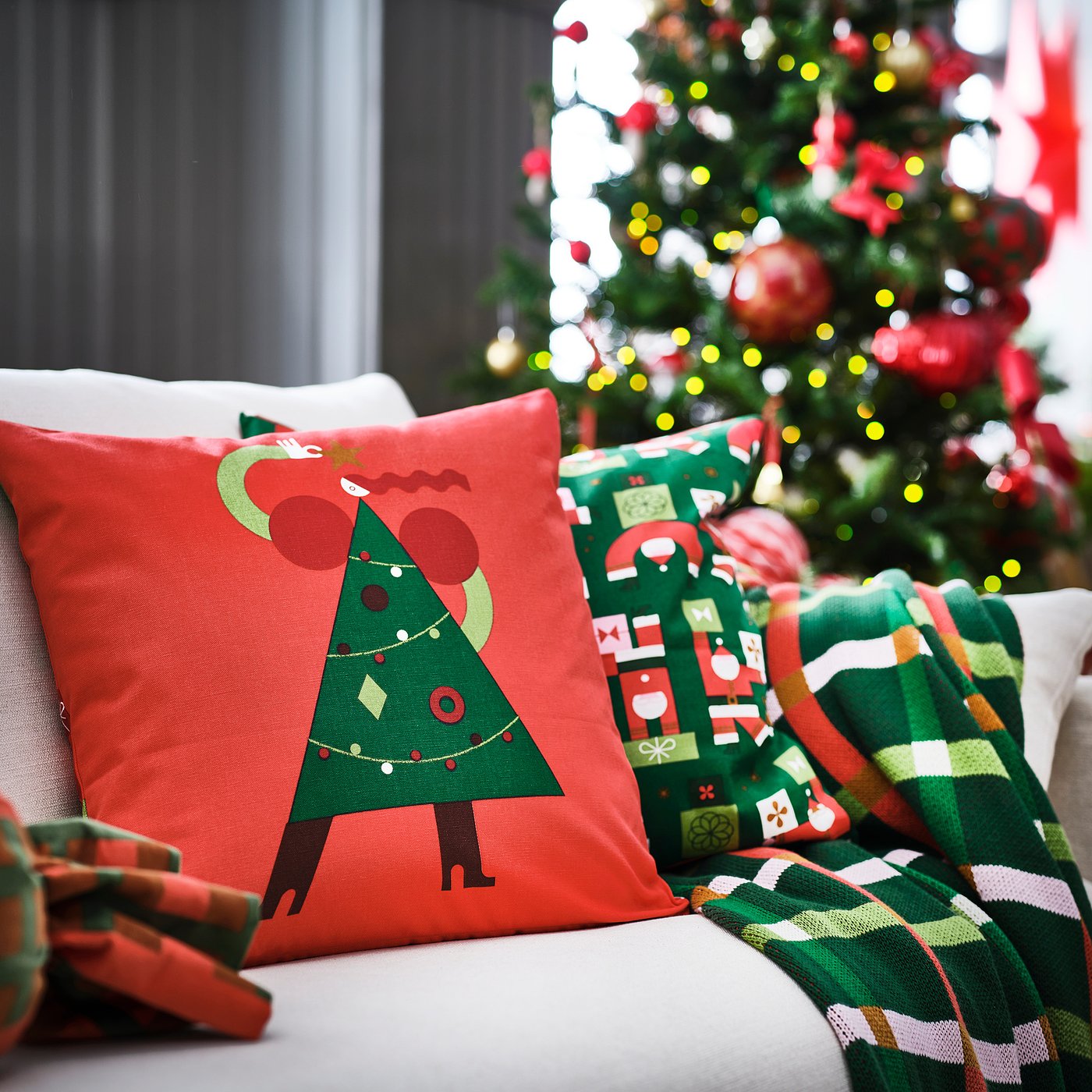 VINTERFINT cushion cover, Christmas pattern red, 50x50 cm