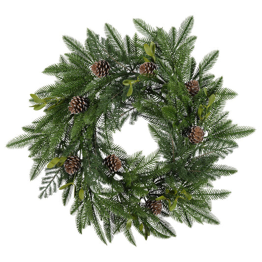 VINTERFINT artificial wreath, in/outdoor/pine cone green, 60 cm