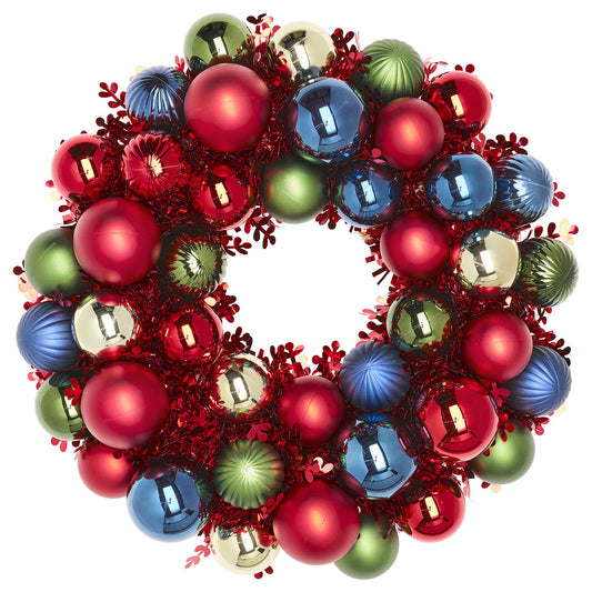 VINTERFINT wreath, bauble red/green, 38 cm