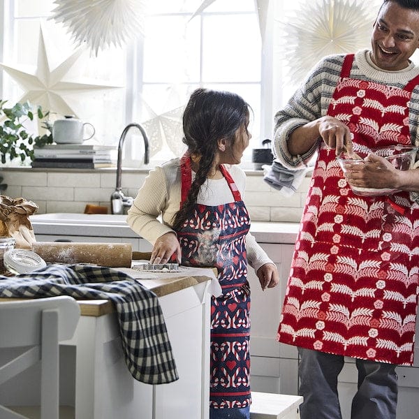 Ikea VINTERFINT - Children's apron, heart pattern blue, 4-7