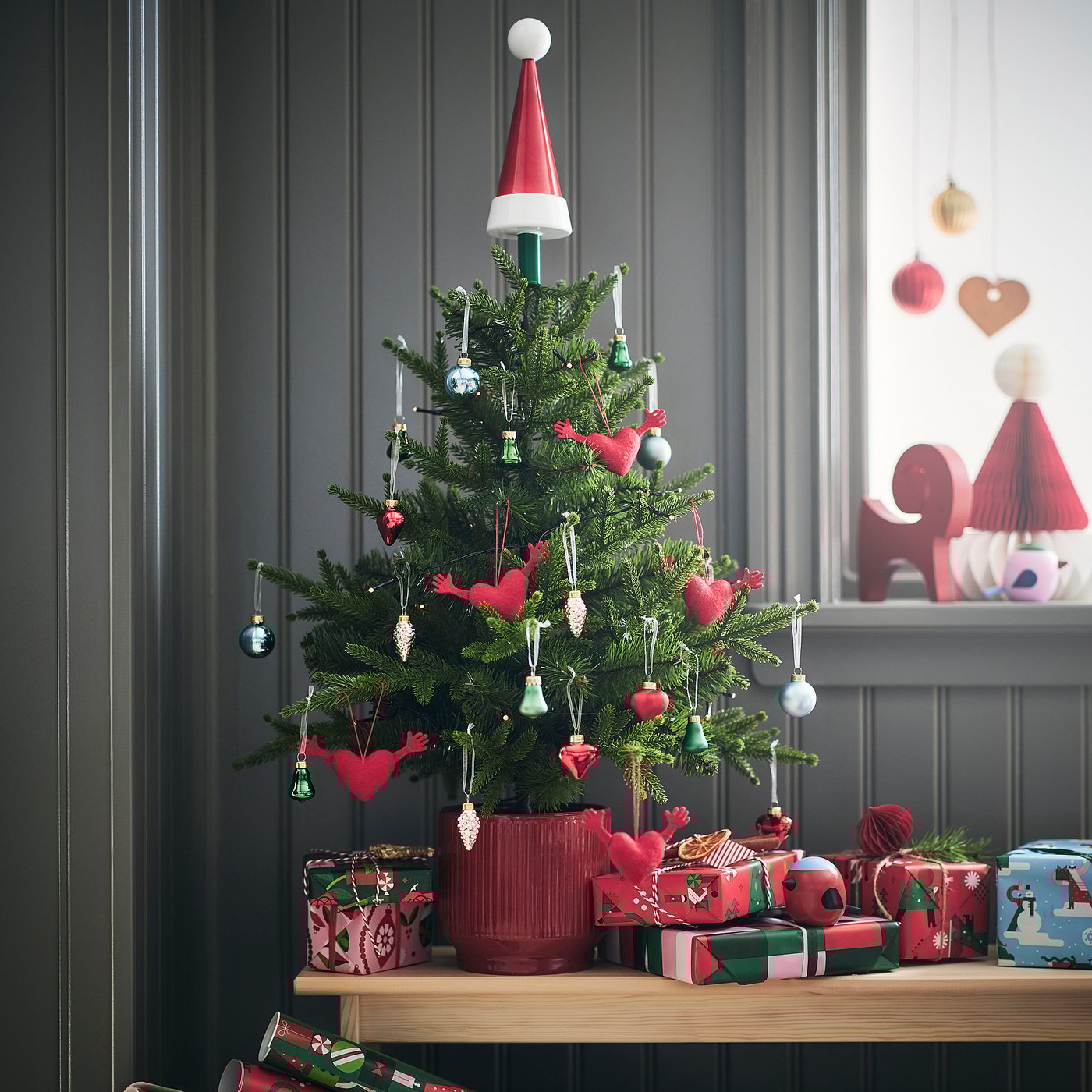 VINTERFINT artificial potted plant, in/outdoor/Christmas tree green, 15 cm