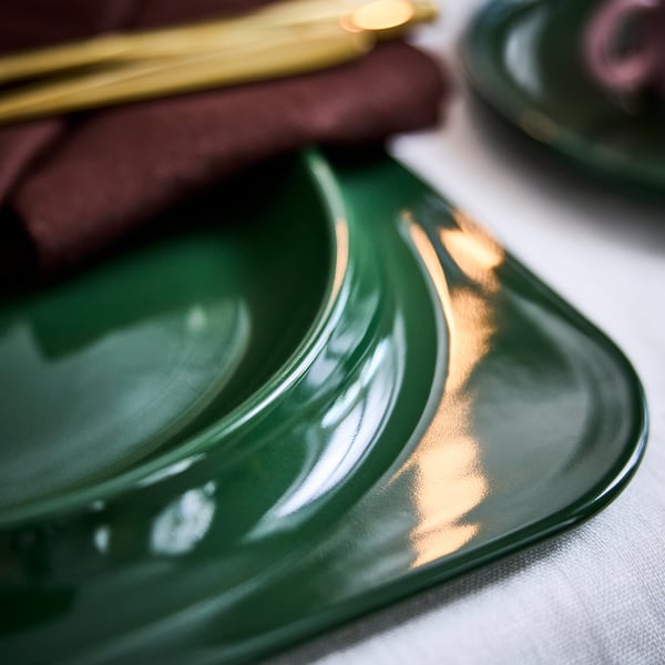 VINTERFINT plate, dark green, 27x27 cm Plate, dark green,27x27 cm
