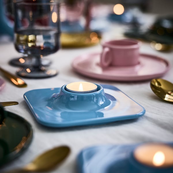 VINTERFINT candle holder, light blue, 3 cm Candle holder, light blue,3 cm