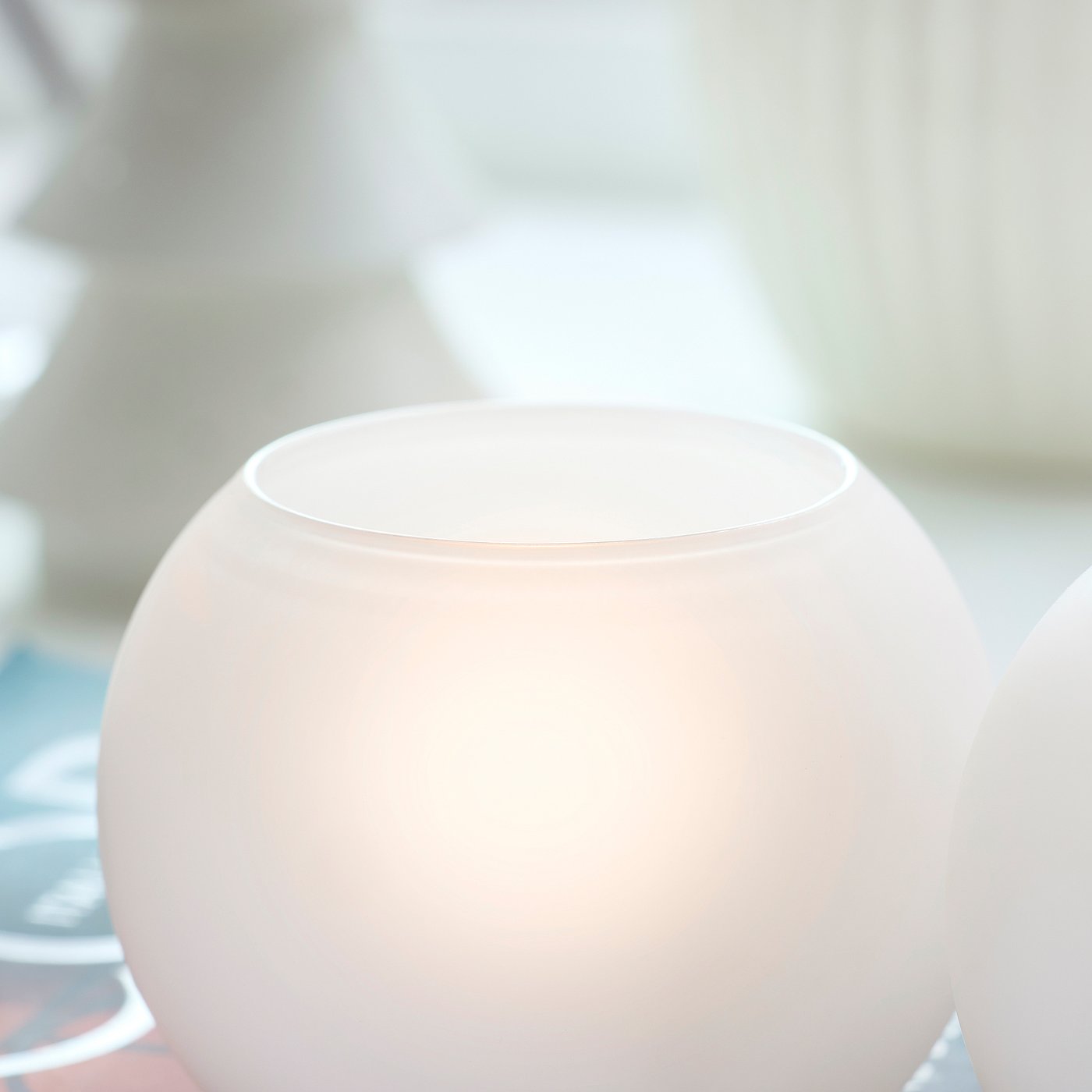 VINTERFINT tealight holder, frosted glass white, 9 cm