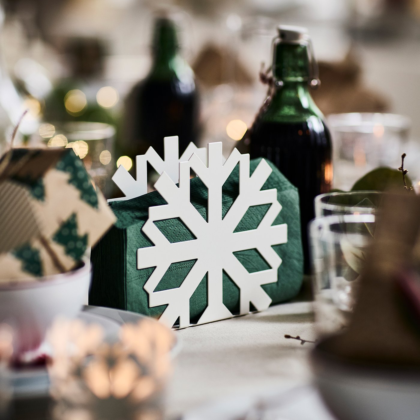 VINTERFINT napkin holder, snowflake white, 16.5x5 cm