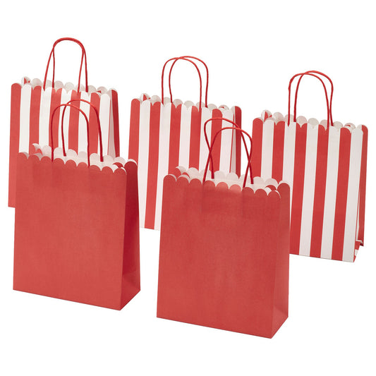 VINTERFINT gift bag, striped red, 18x22 cm