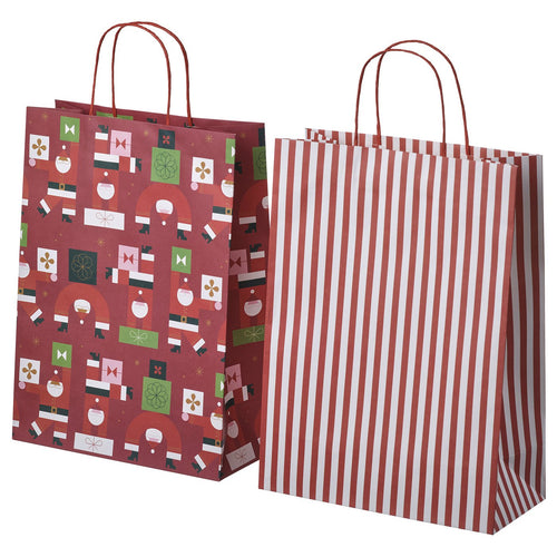 VINTERFINT gift bag, mixed patterns red, 26x12 cm