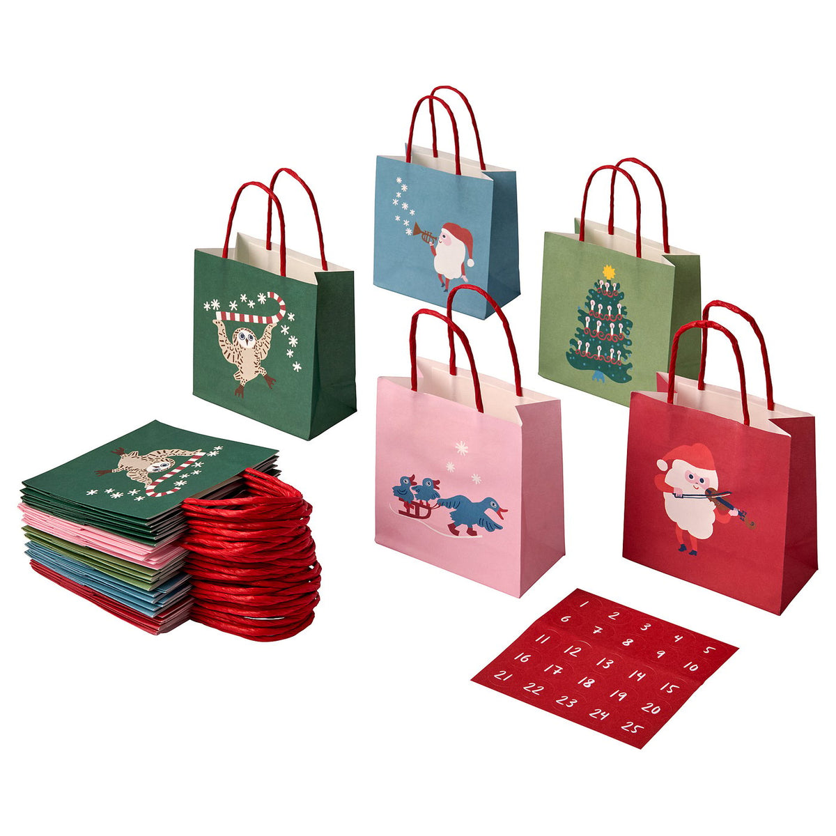 VINTERFINT gift bag, mixed patterns, 10x10 cm, 25 pack