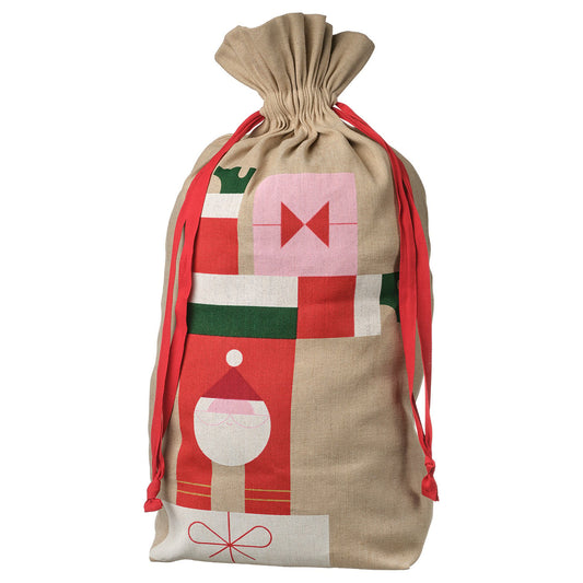 VINTERFINT sack with string, Santa Claus pattern, 56x90 cm