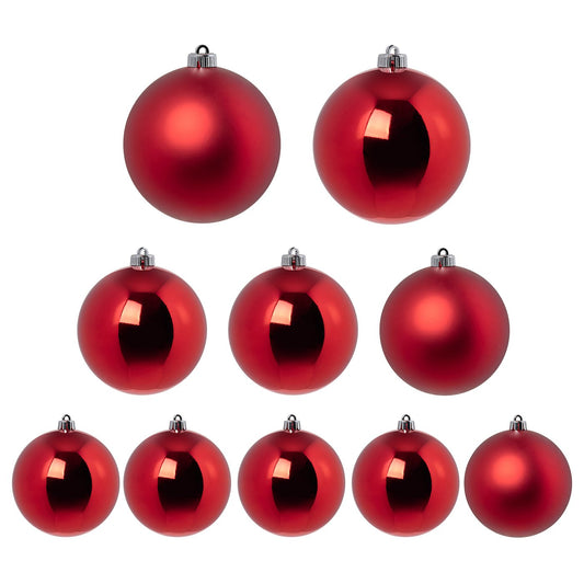 VINTERFINT tree ornament set of 10, mixed sizes/red, 10 pack