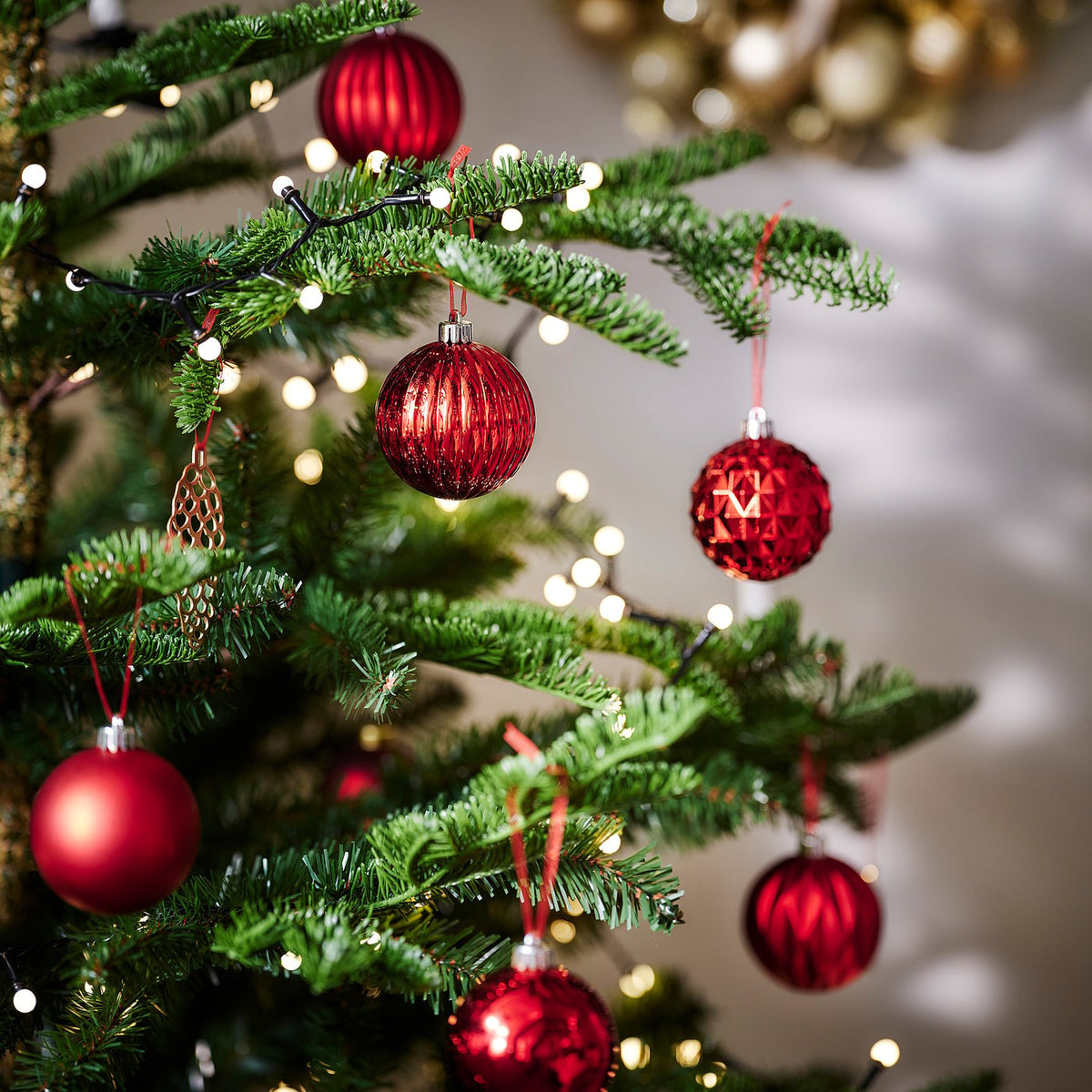 VINTERFINT tree ornament set of 10, mixed sizes/red, 10 pack