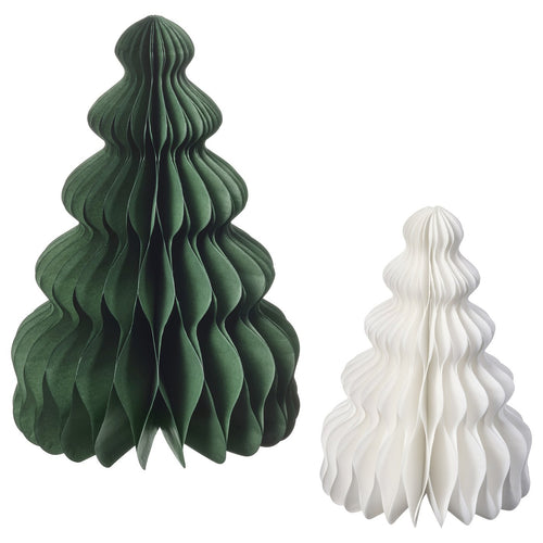 VINTERFINT decoration set of 2, Christmas tree shaped white/green