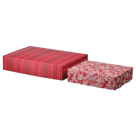 Ikea VINTERFINT - Gift box, set of 2, mixed patterns red