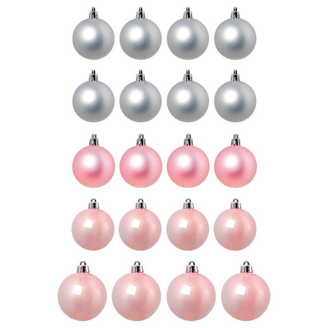VINTERFINT tree ornament set of 20, pink/silver-colour