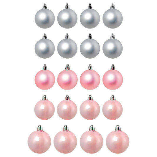 VINTERFINT tree ornament set of 20, pink/silver-colour