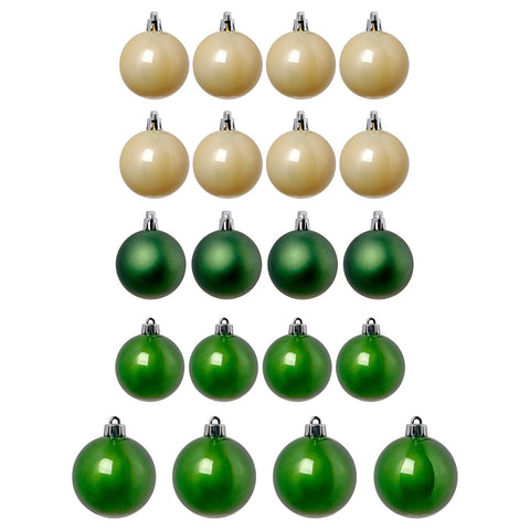 VINTERFINT tree ornament set of 20, green/white