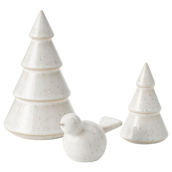 Ikea VINTERFINT - Decoration set of 3, Christmas tree/bird white