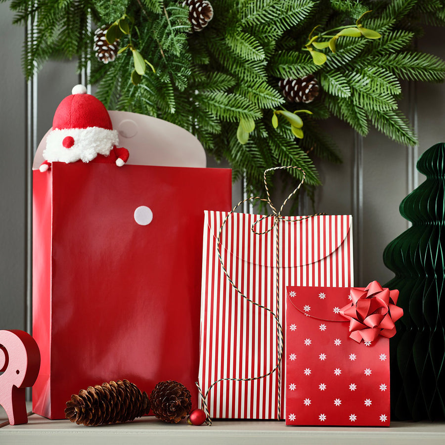 VINTERFINT gift bag, set of 3, mixed patterns red