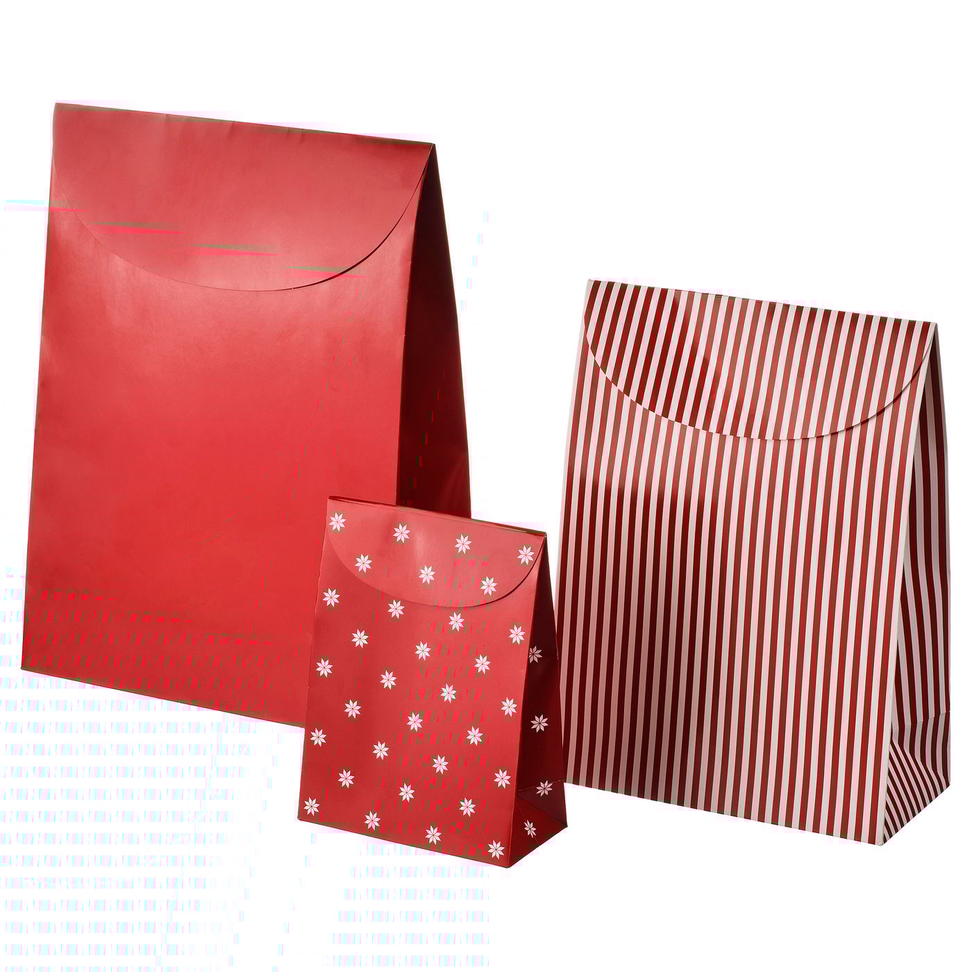 VINTERFINT gift bag, set of 3, mixed patterns red