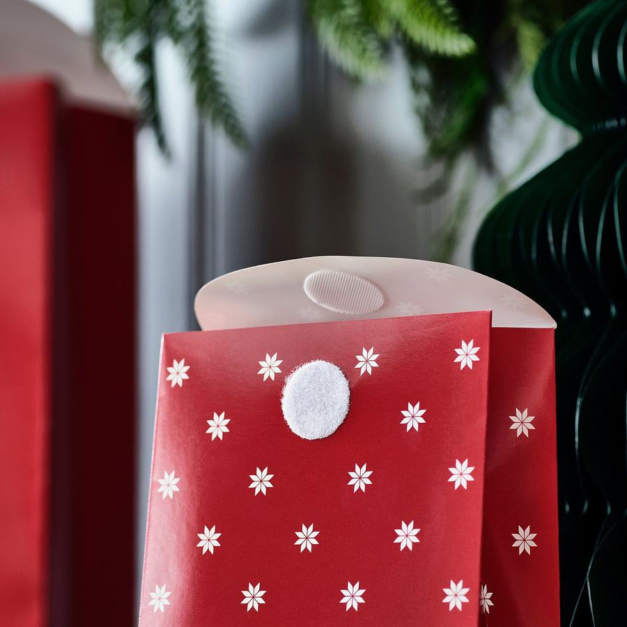 VINTERFINT gift bag, set of 3, mixed patterns red