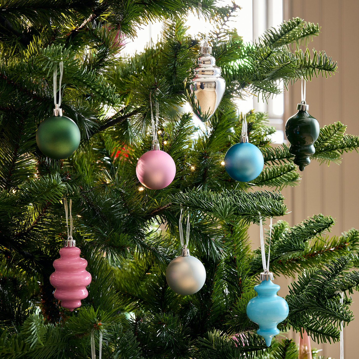 VINTERFINT tree ornament set of 32, bauble mixed shapes/mixed colours