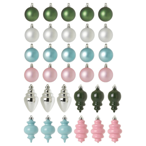 VINTERFINT tree ornament set of 32, bauble mixed shapes/mixed colours