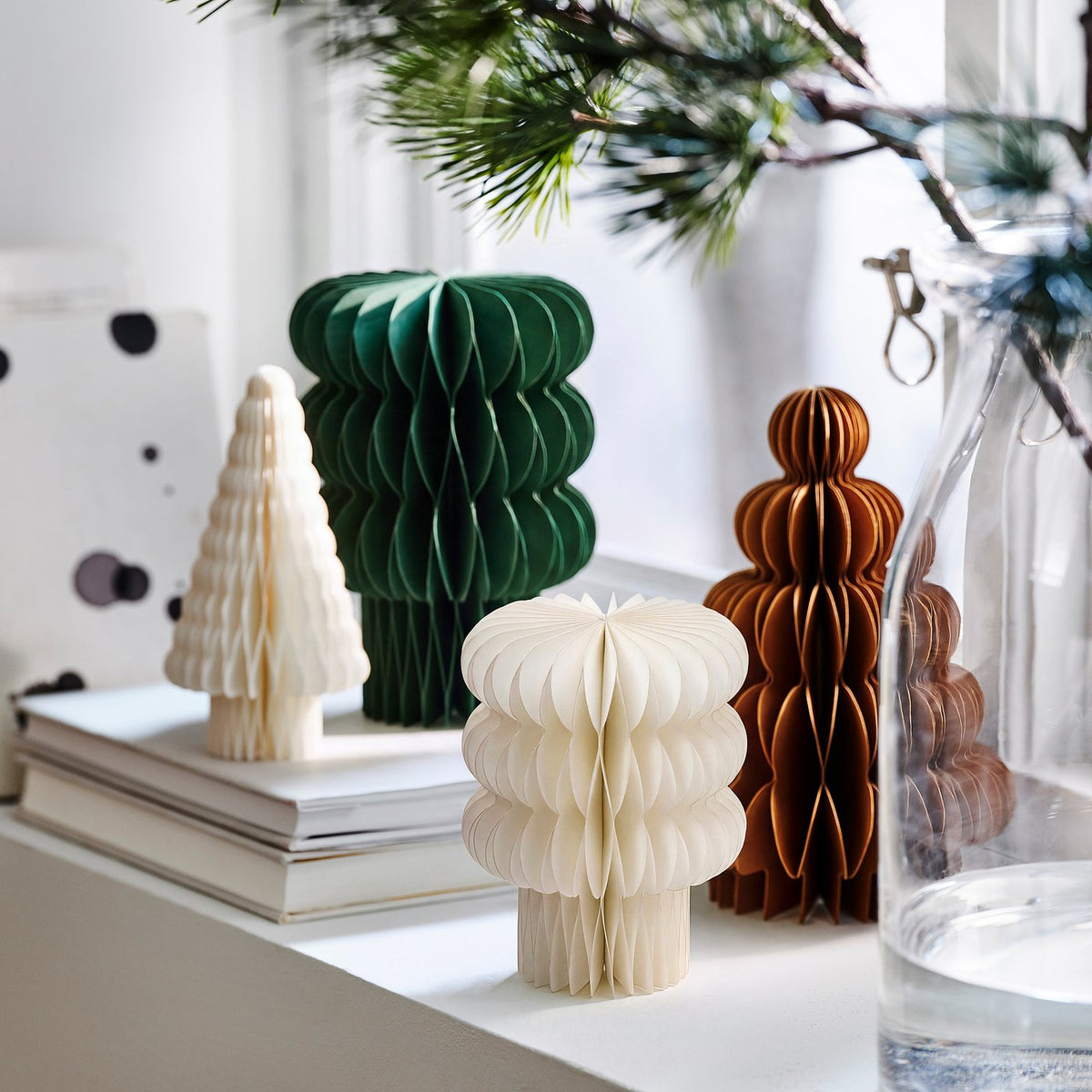 VINTERFINT decoration, set of 4, tree-shaped/mixed colours