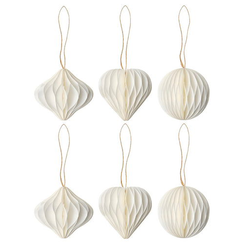 VINTERFINT tree ornament set of 6, mixed shapes white