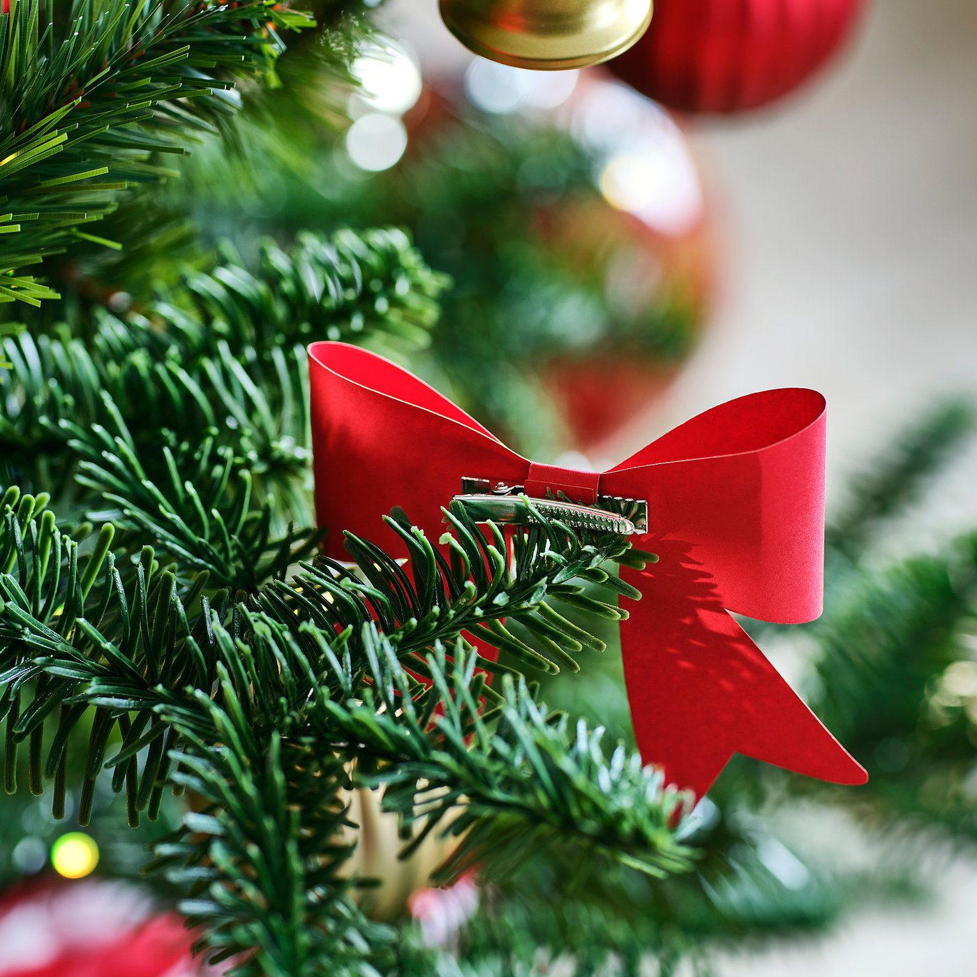 VINTERFINT tree ornament set of 8, bow red