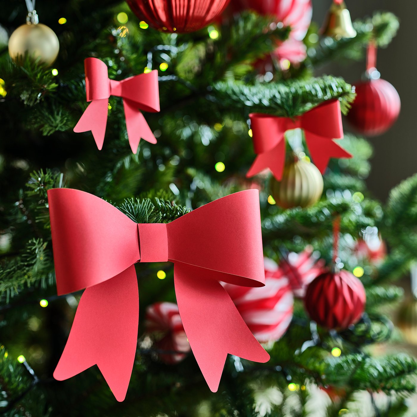 VINTERFINT tree ornament set of 8, bow red