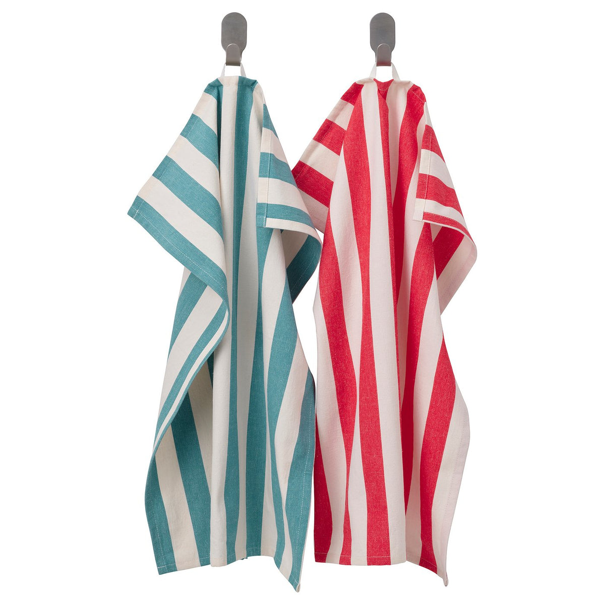 VINTERFINT tea towel, striped red/turquoise, 45x60 cm, 2 pack