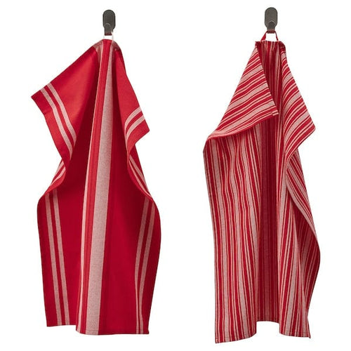 VINTERFINT tea towel, mixed patterns red/white, 70x50 cm, 2 pack