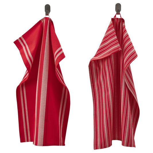 VINTERFINT tea towel, mixed patterns red/white, 70x50 cm