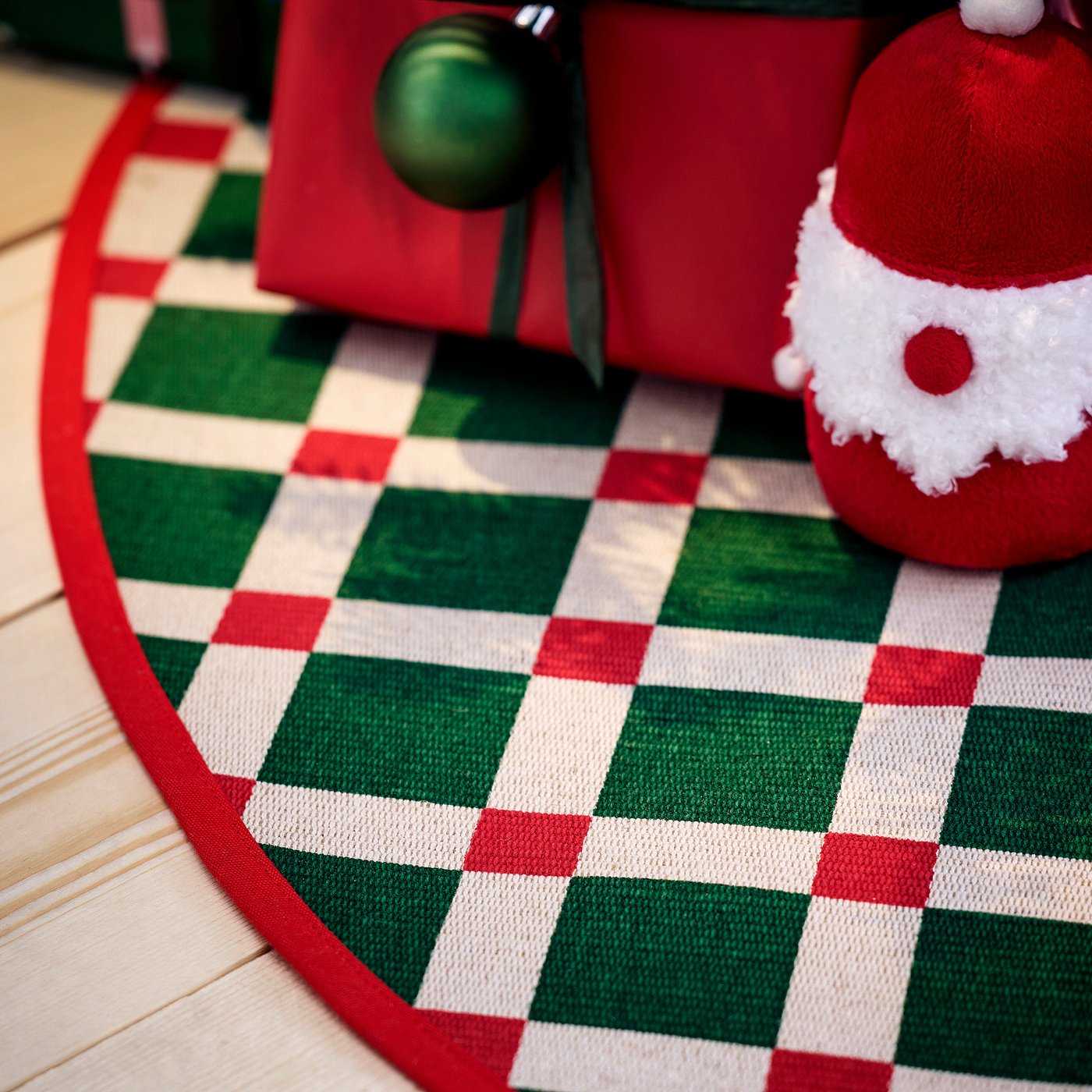 VINTERFINT Christmas tree mat, check pattern multicolour, 100 cm