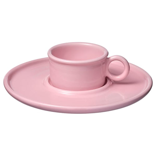 VINTERFINT cup with saucer, pink, 7 cl