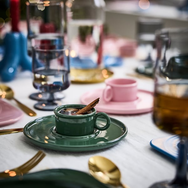 VINTERFINT cup and saucer, dark green, 7 cl Cup and saucer, dark green,7 cl