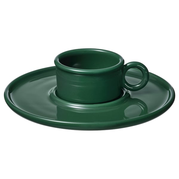 VINTERFINT cup and saucer, dark green, 7 cl Cup and saucer, dark green,7 cl