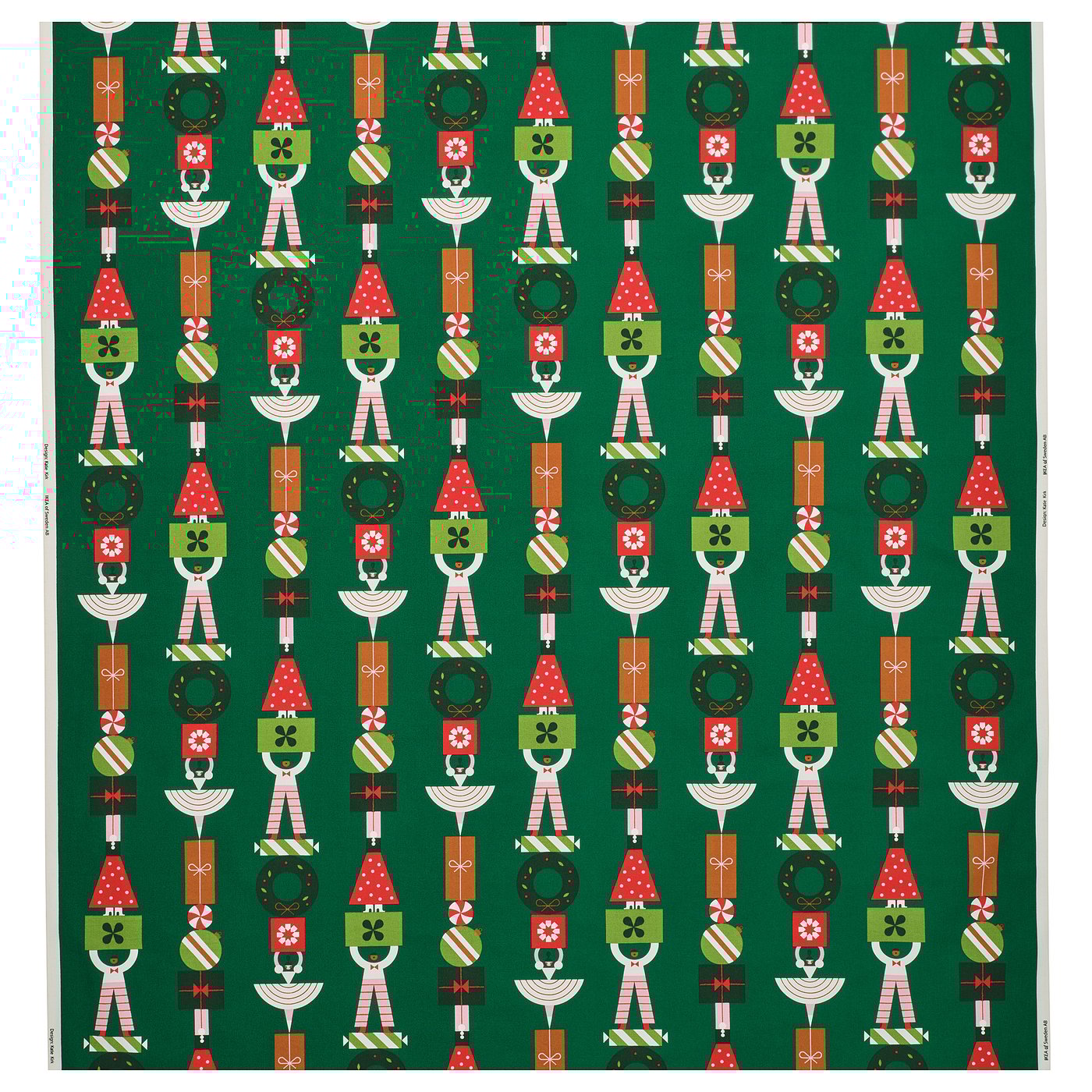 VINTERFINT pre-cut fabric, christmas motifs green, 300x150 cm