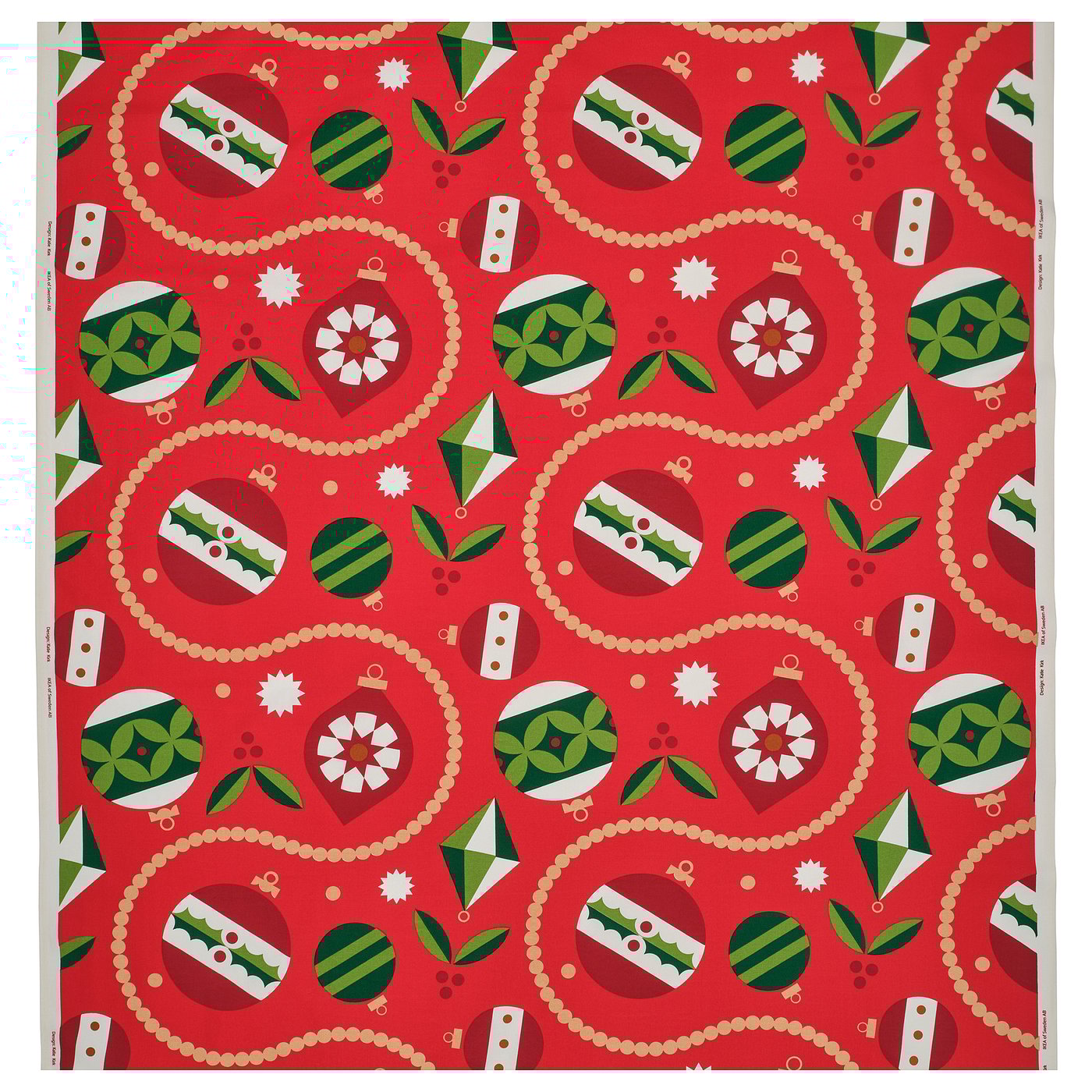 VINTERFINT pre-cut fabric, Christmas bauble patterned red, 300x150 cm