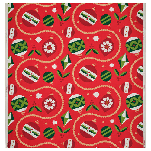 VINTERFINT pre-cut fabric, Christmas bauble patterned red, 300x150 cm