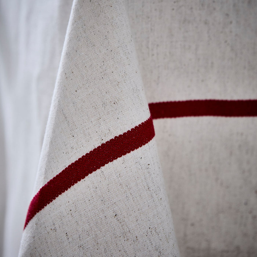 VINTERFINT tablecloth, off-white/red, 145x320 cm