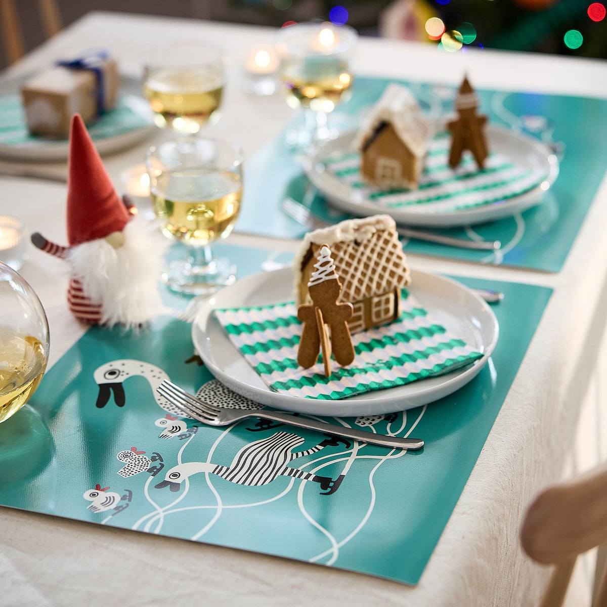 VINTERFINT place mat, winter turquoise, 45x35 cm
