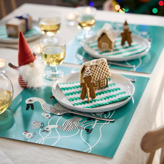 VINTERFINT place mat, winter turquoise, 45x35 cm